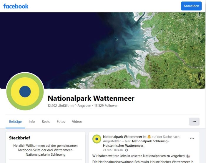 Facebook-Seite der Wattenmeer-Nationalparkverwaltungen