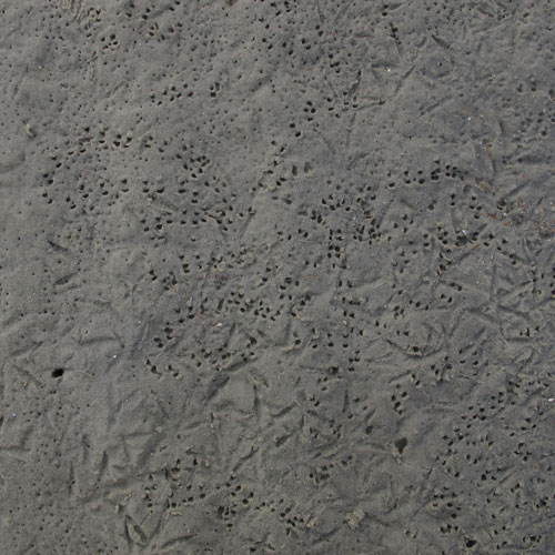 Stocherspuren in der Sandfläche